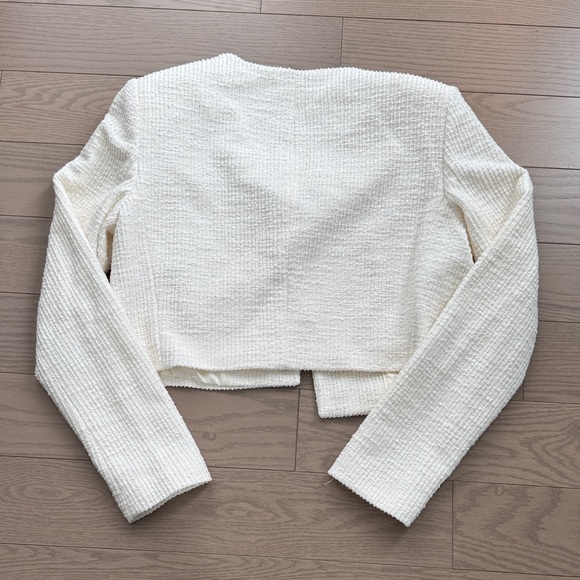 Karl Lagerfeld Paris Ivory Tweed Cropped Blazer - Picture 5 of 6